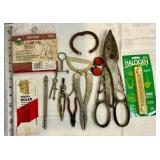 Vintage estate lot of tools, rulers and malco andy snips