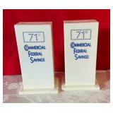 Pair Vintage Plastic Commercial Federal Savings Banks Advertising