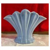 Vintage blue fan vase possibly Mccoy
