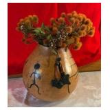 Ancient rock art Jeffers site MN signed Johnson decorative gourd