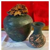 Collectable pottery or stoneware clay vases, clayton & Native American vase