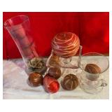 Misc. clear glass vases red gourd group