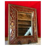 Reverse painted glass mirror