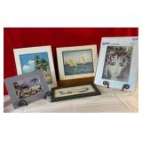 Group of 5 prints sailboats, water themed