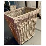 Vintage White Wicker Garbage Basket