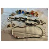 Group of vintage sterling and gold-filled jewelry coro jewel art bracelet and necklace