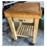 Kitchen wood rolling butcher block table with drawer