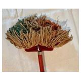 Vintage Wood Toy Dust Mop Red Handle