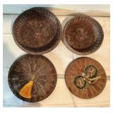 2 Wicker Round Sewing Baskets Chinese Style Decorative top