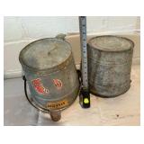 2 Metal Wash Buckets Vintage Galvanized