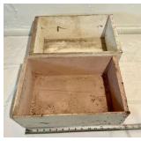 2 Painted Wood Boxes Vintage Primative
