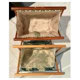 2 Vintage Wood Sewing Knitting Yarn Carriers Baskets