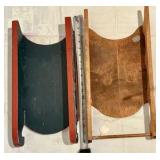 2 wood Christmas Sleigh’s Wall Art Hanging Hand Painted