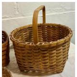 Group of 5 vintage wicker wood baskets