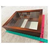 Wood Display Case Mirror and Shelves Wall or table top