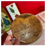 Group of 4 hand painted swiss wood wall hangings