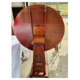 Vintage Oak wood tilt top table with wicker base