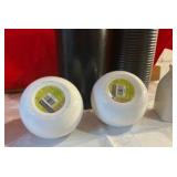 Pottery candle holders & tall vase group