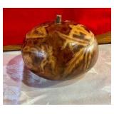 Hand carved Peruvian folk art gourd trinket box/mate burilado