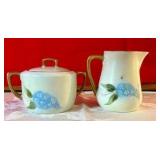 Vintage hand painted German Austria marked cream and sugar set