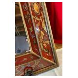 Reverse painted glass mirror