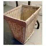 Vintage White Wicker Garbage Basket