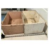 2 Painted Wood Boxes Vintage Primative