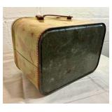 Vintage tin wood handled picnic basket/sewing box