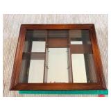 Wood Display Case Mirror and Shelves Wall or table top