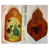 Group of 4 hand painted swiss wood wall hangings