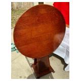 Vintage Oak wood tilt top table with wicker base