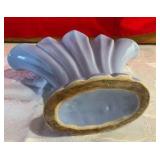 Vintage blue fan vase possibly Mccoy