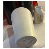 Pottery candle holders & tall vase group