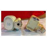 Pair vintage pottery planters Shawnee donkey, Russetti oriental couple