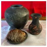 Collectable pottery or stoneware clay vases, clayton & Native American vase