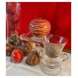 Misc. clear glass vases red gourd group