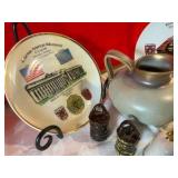 Group porcelain and pottery items goebel bell, wien pitcher