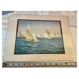 Group of 5 prints sailboats, water themed