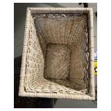 Vintage White Wicker Garbage Basket