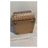 Vintage Wicker Sewing Notions Basket Embroidered Top