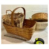 Group of 5 vintage wicker wood baskets