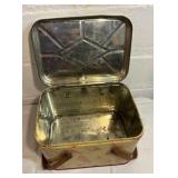 Vintage tin wood handled picnic basket/sewing box