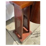 Vintage Oak wood tilt top table with wicker base