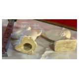 Vintage white pottery bird & fish