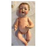 Vintage porcelain glass sleep eye open mouth Kestner 10" baby doll