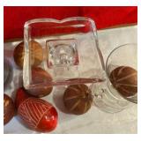 Misc. clear glass vases red gourd group