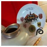 Group porcelain and pottery items goebel bell, wien pitcher