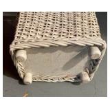 Vintage White Wicker Garbage Basket