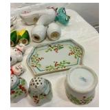 Misc china dishes, salt & pepper shakers, cups & saucers