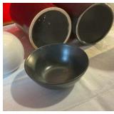 Pottery candle holders & tall vase group